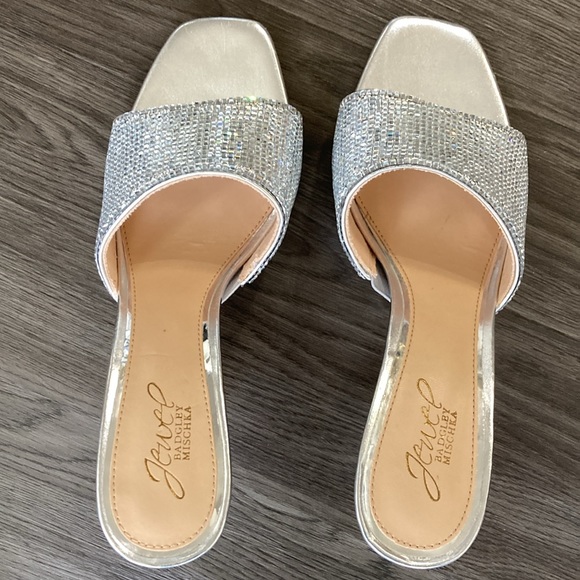 Sparkling sandals with a heel and square toe,  tapered heel make this a fun shoe - Picture 10 of 11